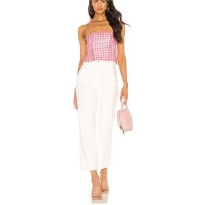 Superdown pink checkered sequin backless crop top